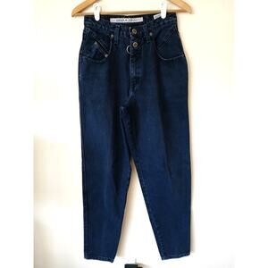 Vintage 90s Women's Zena high waisted dark navy jeans Tapered Legs